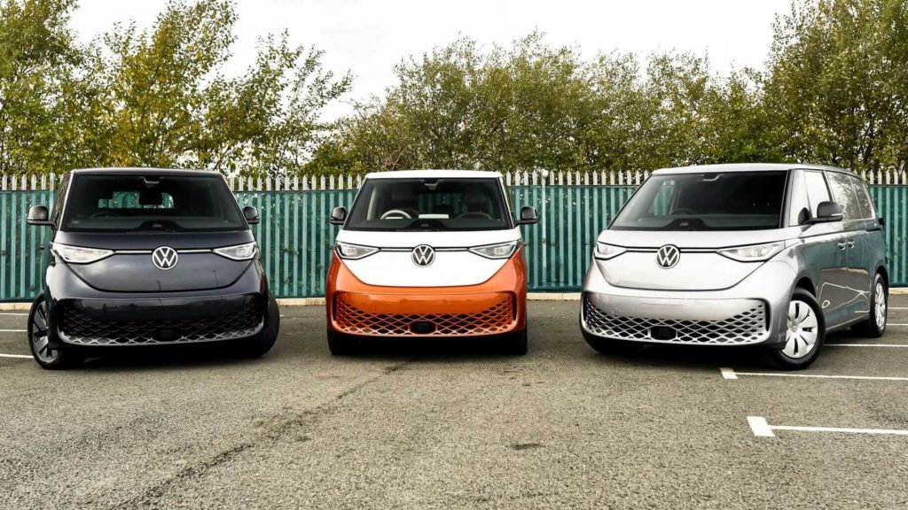 Three modern and eletric versions of the iconic volkswagen microbus